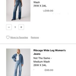 Ribcage Wide Leg Women's Jeans - 26w 34l - taken in professionally 1” in waist